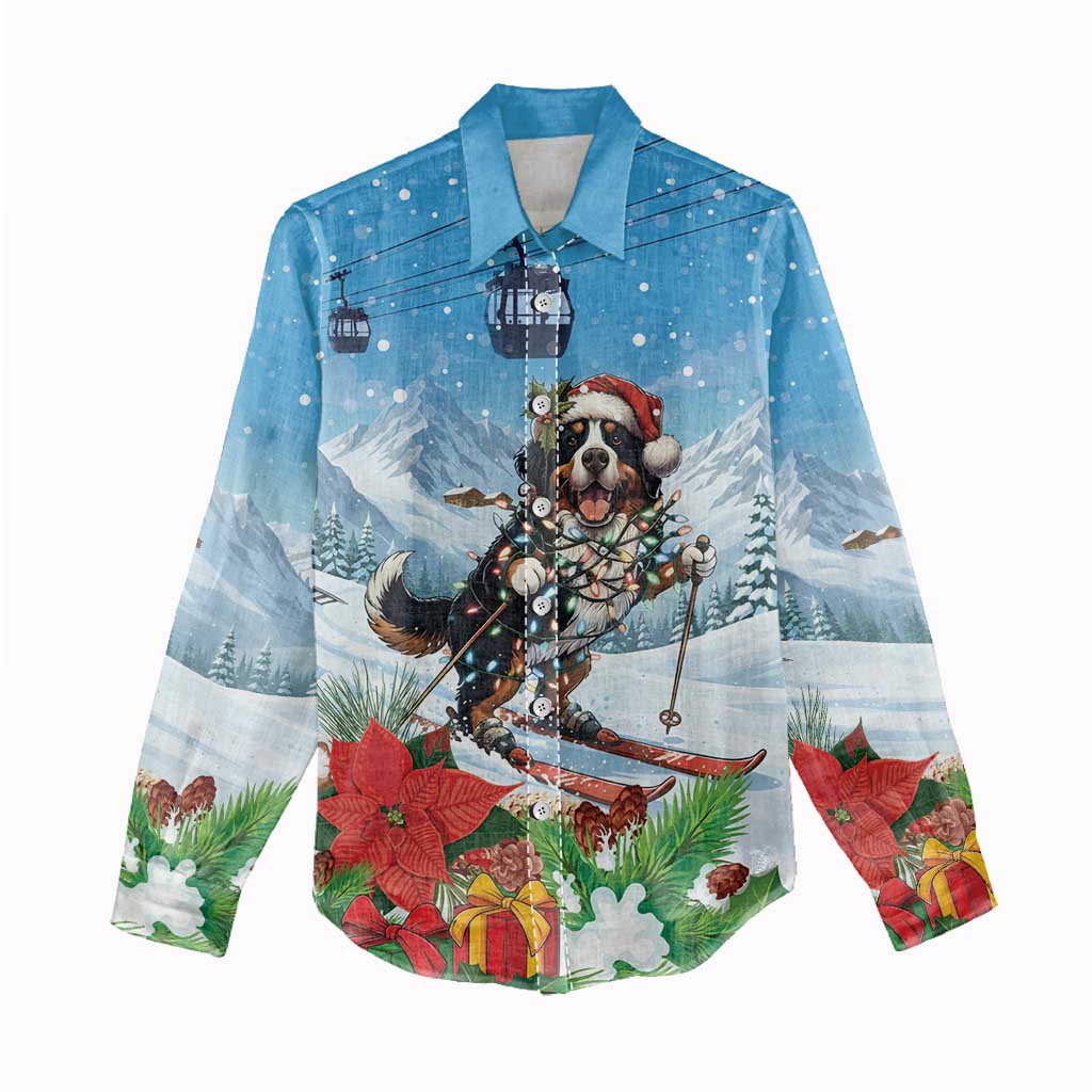 Switzerland Christmas Women Casual Shirt Merry Swissmas Bernese Mountain Dog - Wonder Print Shop