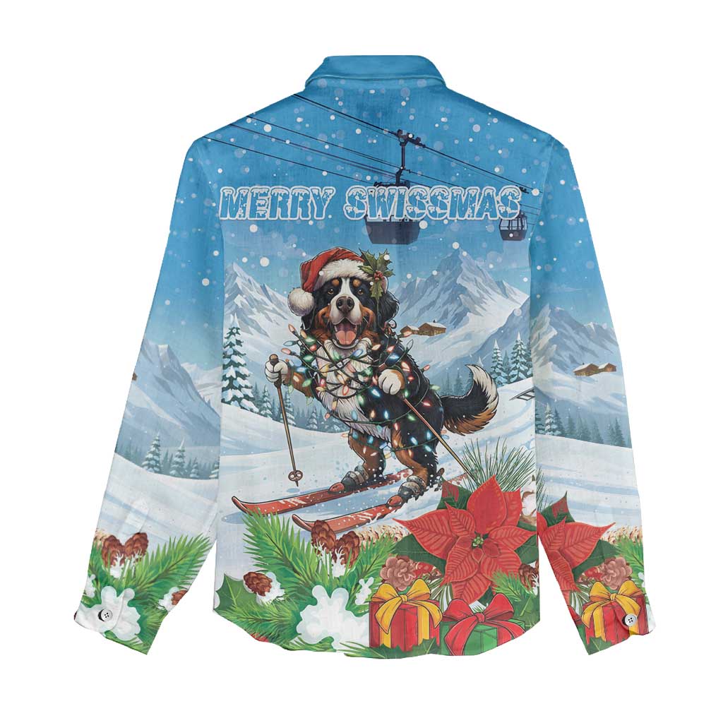 Switzerland Christmas Women Casual Shirt Merry Swissmas Bernese Mountain Dog - Wonder Print Shop