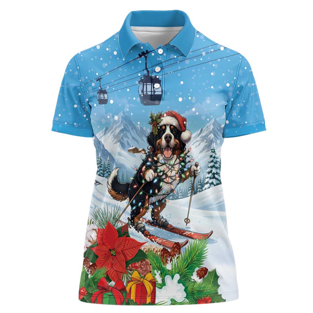 Switzerland Christmas Women Polo Shirt Merry Swissmas Bernese Mountain Dog - Wonder Print Shop