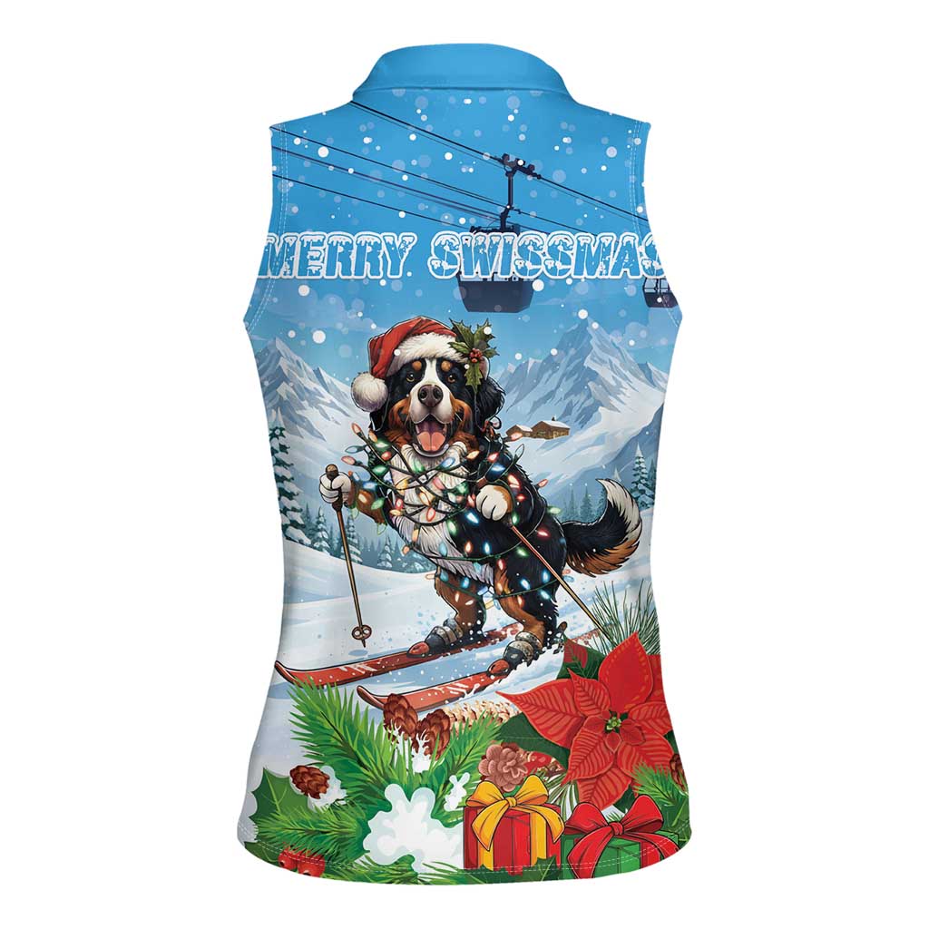 Switzerland Christmas Women Sleeveless Polo Shirt Merry Swissmas Bernese Mountain Dog - Wonder Print Shop