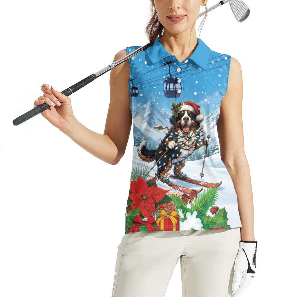 Switzerland Christmas Women Sleeveless Polo Shirt Merry Swissmas Bernese Mountain Dog - Wonder Print Shop