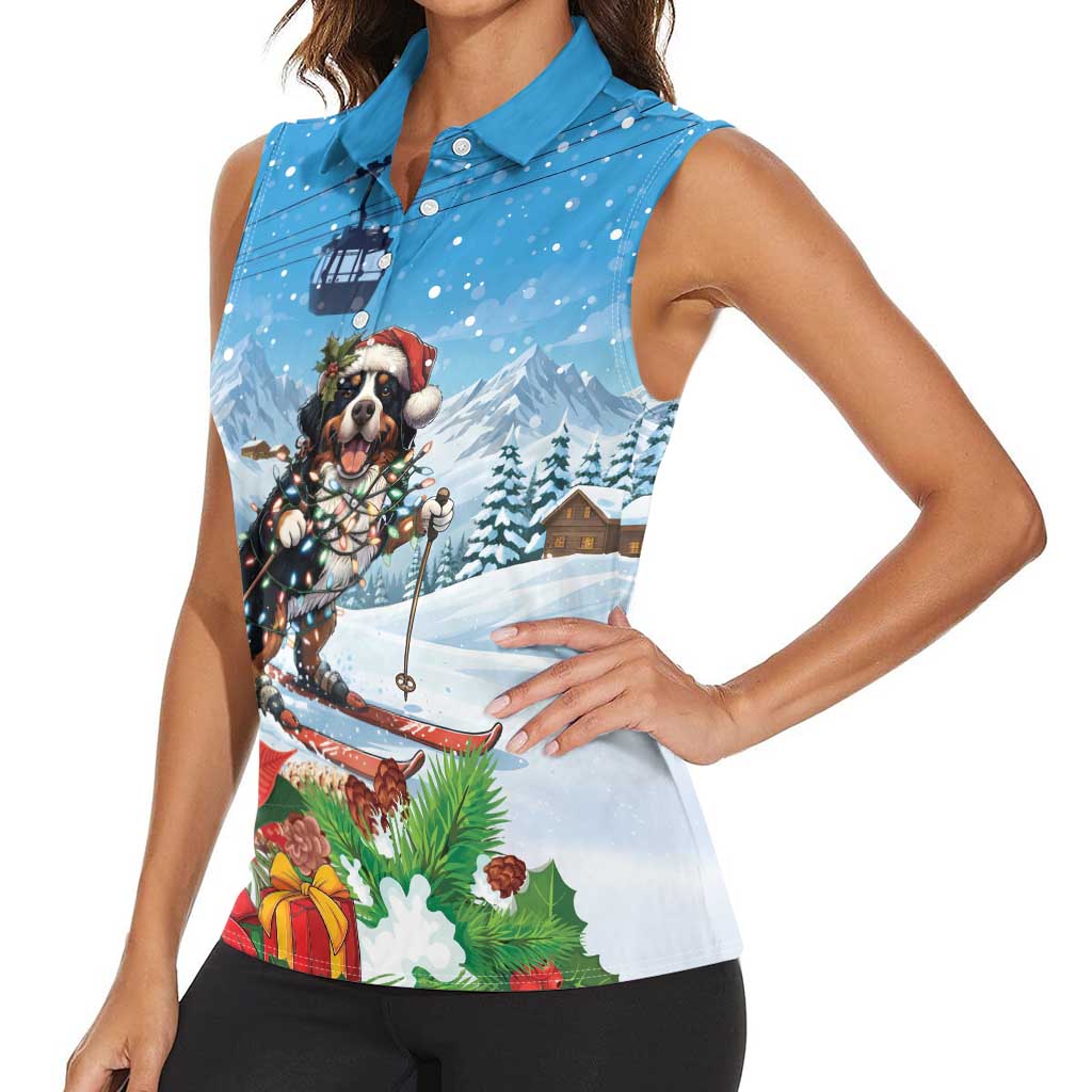 Switzerland Christmas Women Sleeveless Polo Shirt Merry Swissmas Bernese Mountain Dog - Wonder Print Shop