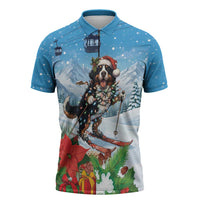 Switzerland Christmas Zipper Polo Shirt Merry Swissmas Bernese Mountain Dog - Wonder Print Shop