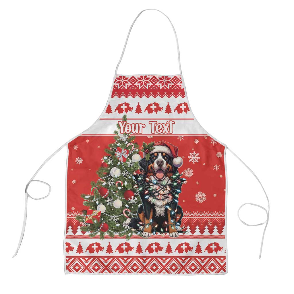 Personalized Merry Swissmas Apron Bernese Mountain Dog Christmas Pattern - Wonder Print Shop