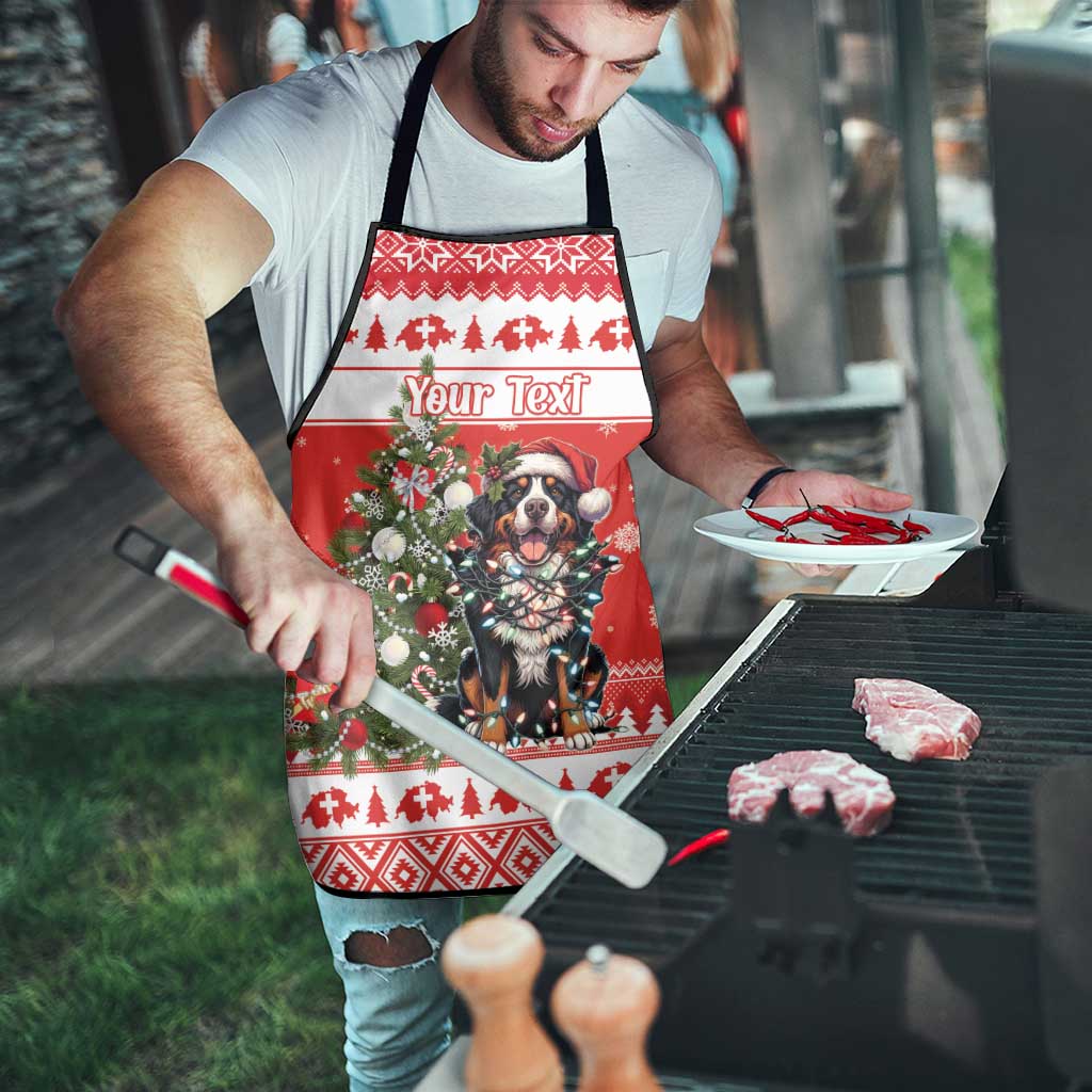 Personalized Merry Swissmas Apron Bernese Mountain Dog Christmas Pattern - Wonder Print Shop