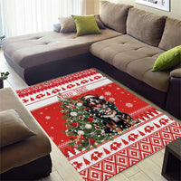 Personalized Merry Swissmas Area Rug Bernese Mountain Dog Christmas Pattern - Wonder Print Shop