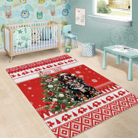 Personalized Merry Swissmas Area Rug Bernese Mountain Dog Christmas Pattern - Wonder Print Shop