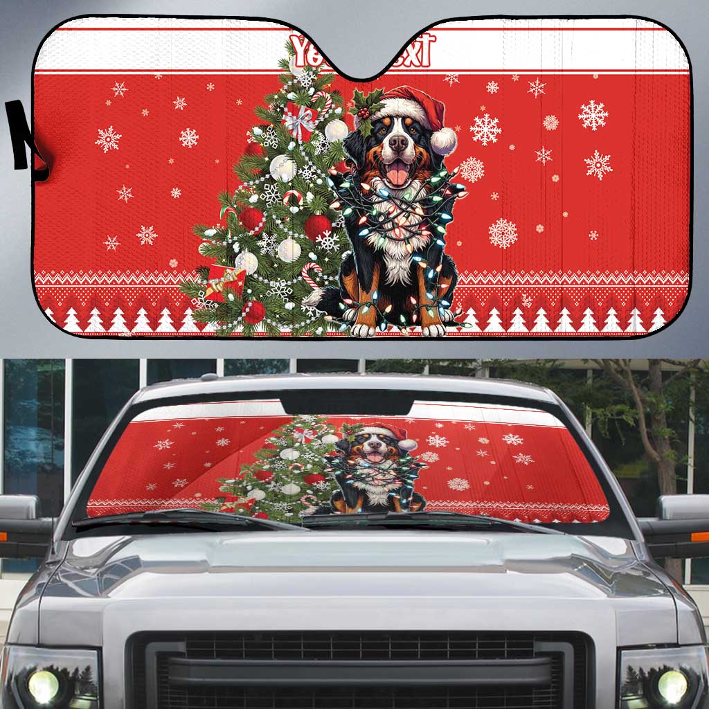 Personalized Merry Swissmas Auto Sun Shade Bernese Mountain Dog Christmas Pattern - Wonder Print Shop