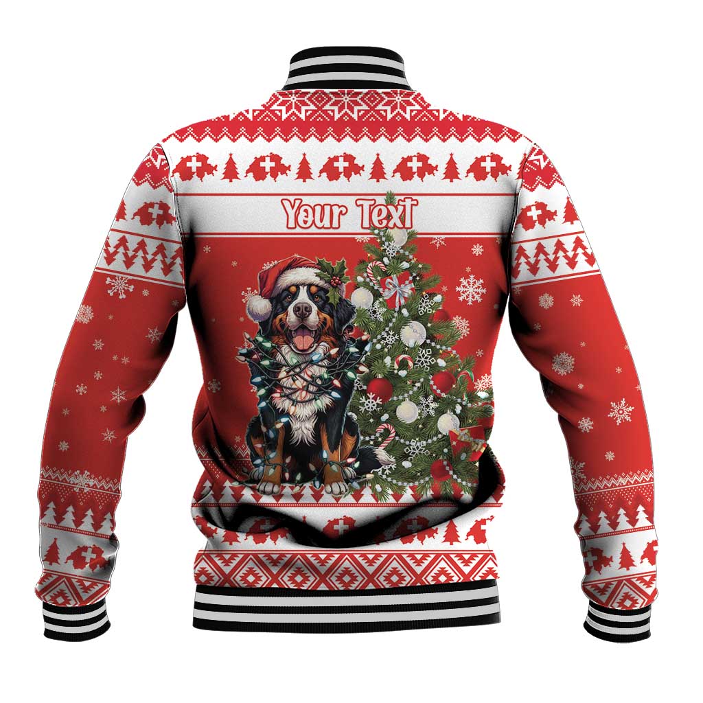 Personalized Merry Swissmas Baseball Jacket Bernese Mountain Dog Christmas Pattern - Wonder Print Shop