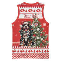 Personalized Merry Swissmas Basketball Jersey Bernese Mountain Dog Christmas Pattern - Wonder Print Shop