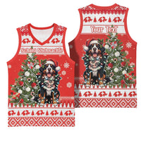 Personalized Merry Swissmas Basketball Jersey Bernese Mountain Dog Christmas Pattern - Wonder Print Shop