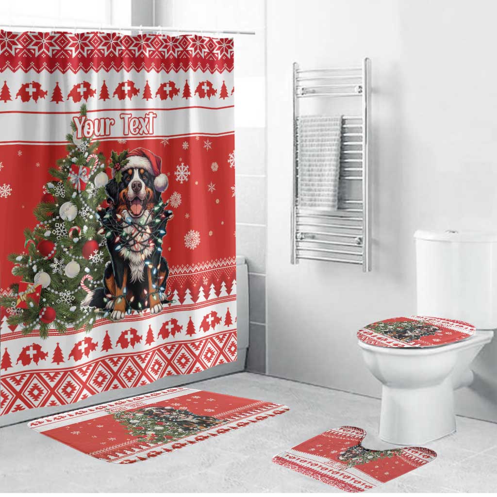 Personalized Merry Swissmas Bathroom Set Bernese Mountain Dog Christmas Pattern - Wonder Print Shop