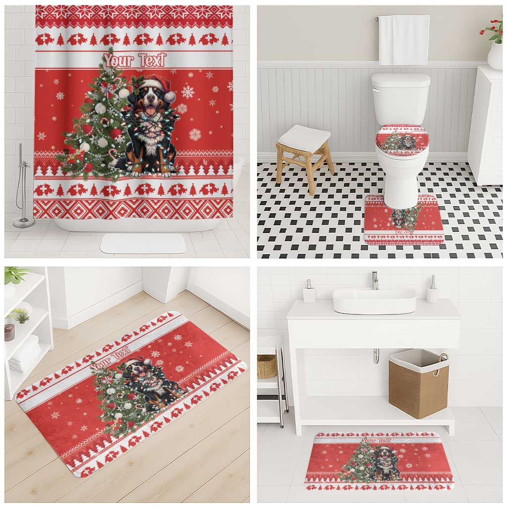 Personalized Merry Swissmas Bathroom Set Bernese Mountain Dog Christmas Pattern - Wonder Print Shop