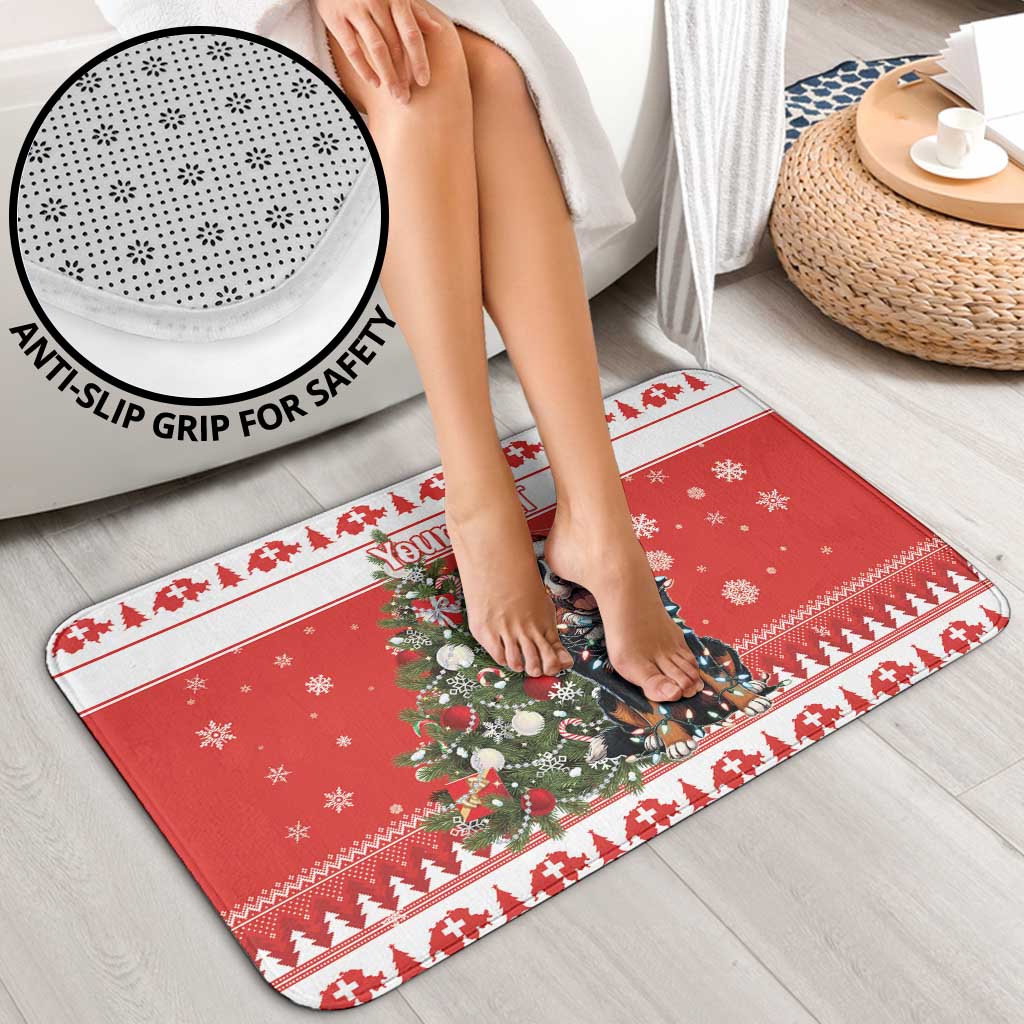 Personalized Merry Swissmas Bathroom Set Bernese Mountain Dog Christmas Pattern - Wonder Print Shop