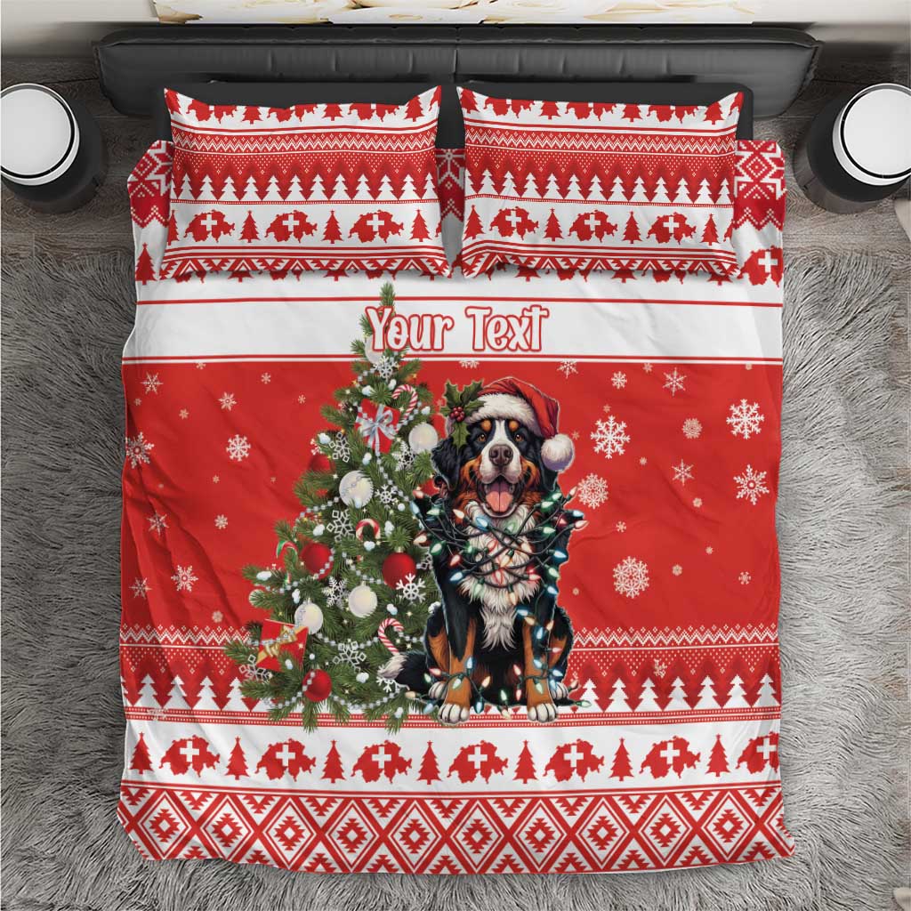 Personalized Merry Swissmas Bedding Set Bernese Mountain Dog Christmas Pattern - Wonder Print Shop