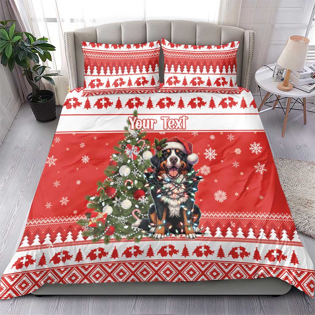Personalized Merry Swissmas Bedding Set Bernese Mountain Dog Christmas Pattern - Wonder Print Shop
