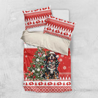 Personalized Merry Swissmas Bedding Set Bernese Mountain Dog Christmas Pattern - Wonder Print Shop