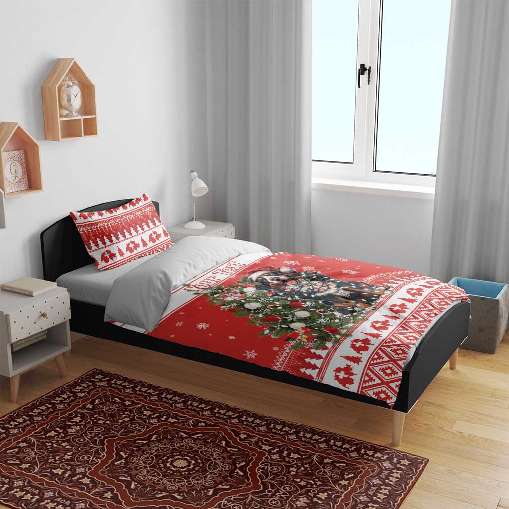 Personalized Merry Swissmas Bedding Set Bernese Mountain Dog Christmas Pattern - Wonder Print Shop