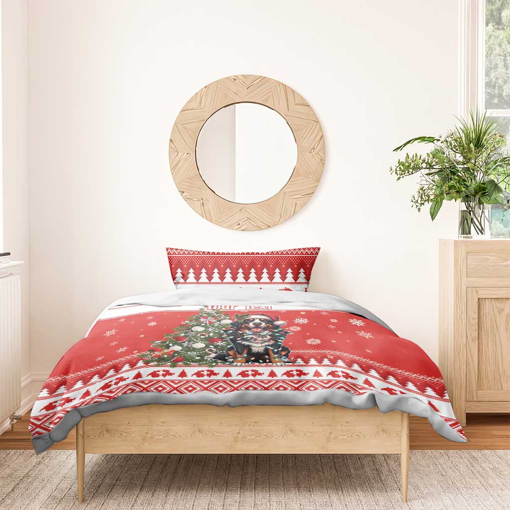 Personalized Merry Swissmas Bedding Set Bernese Mountain Dog Christmas Pattern - Wonder Print Shop