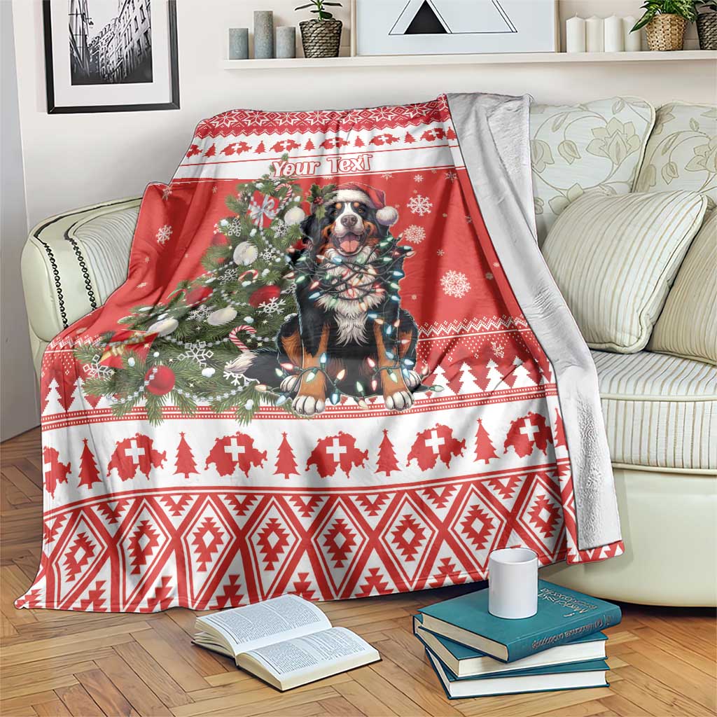 Personalized Merry Swissmas Blanket Bernese Mountain Dog Christmas Pattern - Wonder Print Shop