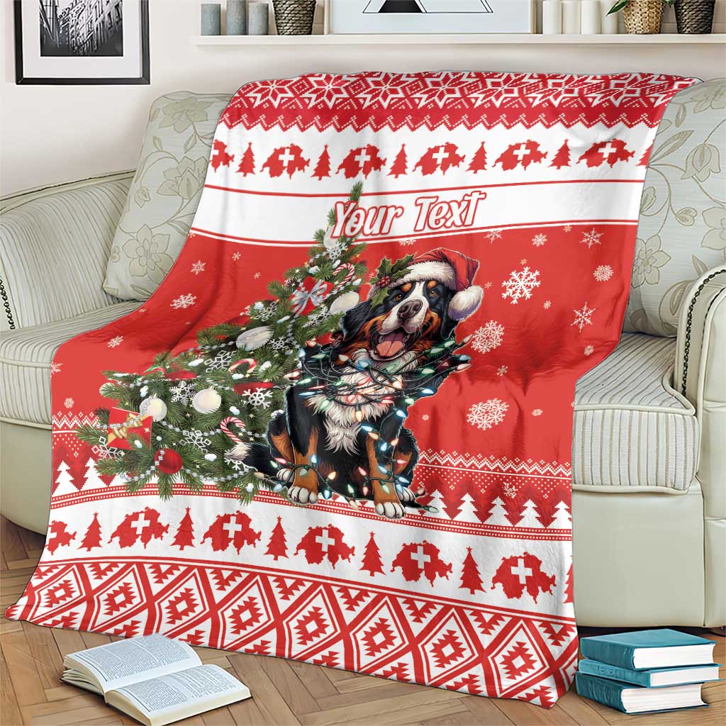 Personalized Merry Swissmas Blanket Bernese Mountain Dog Christmas Pattern - Wonder Print Shop