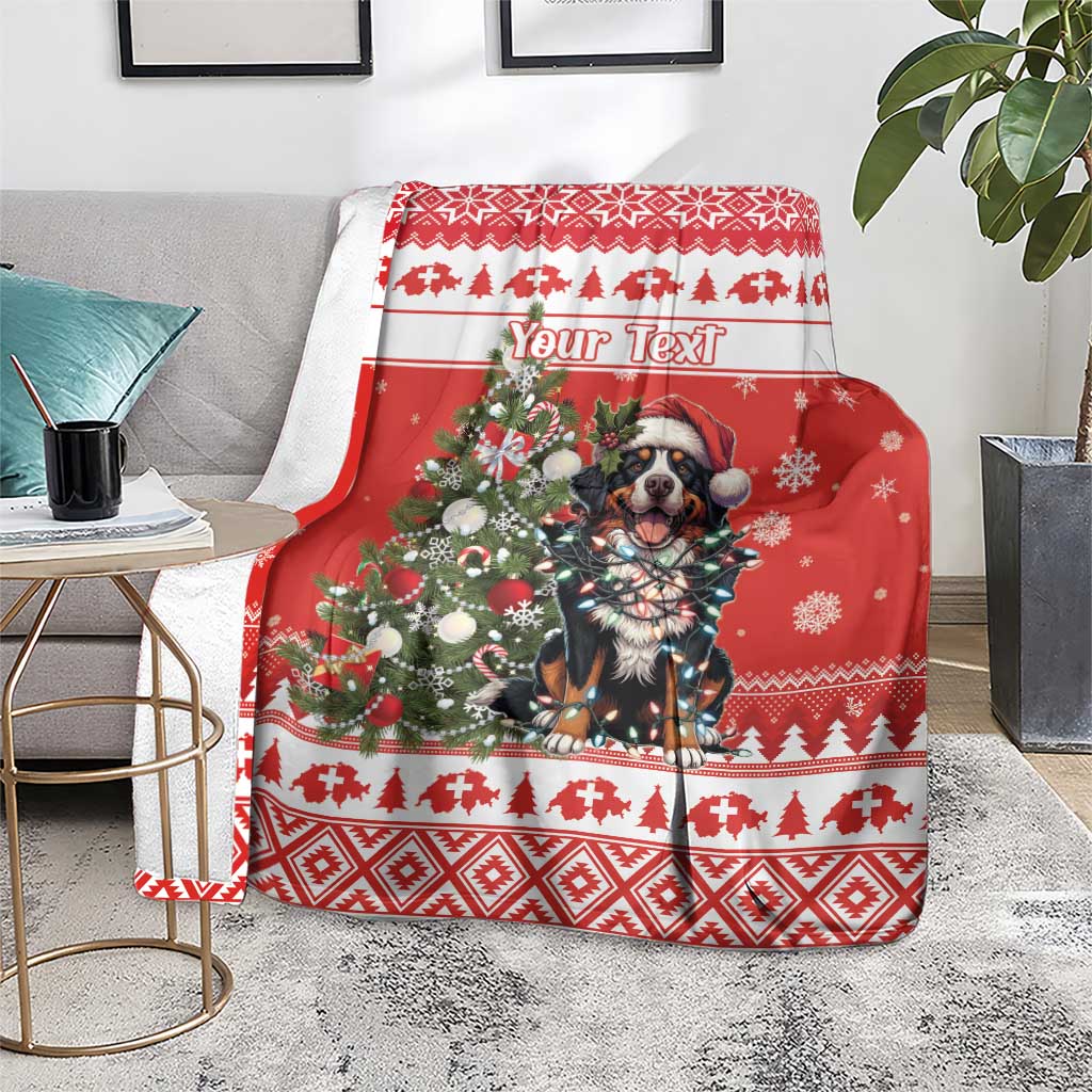 Personalized Merry Swissmas Blanket Bernese Mountain Dog Christmas Pattern - Wonder Print Shop