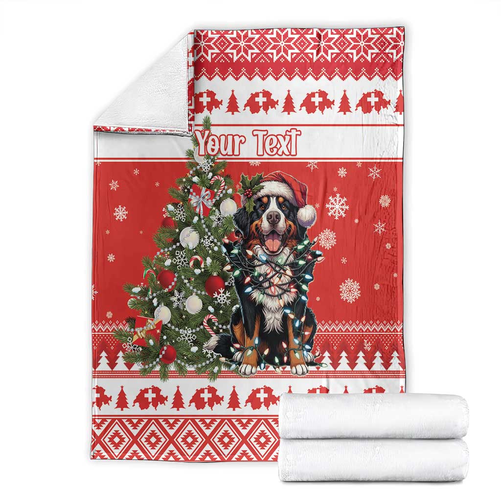 Personalized Merry Swissmas Blanket Bernese Mountain Dog Christmas Pattern - Wonder Print Shop