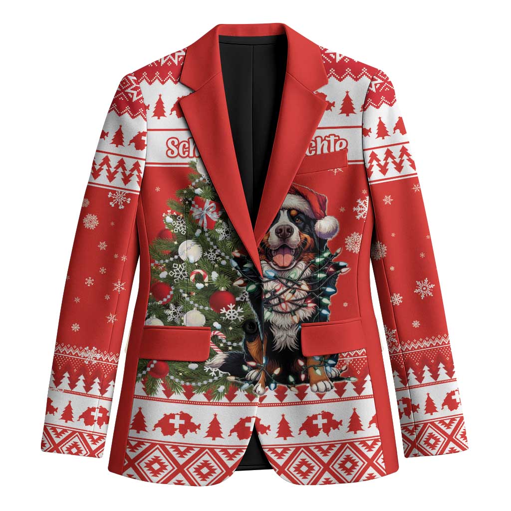 Personalized Merry Swissmas Blazer Bernese Mountain Dog Christmas Pattern - Wonder Print Shop
