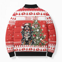 Personalized Merry Swissmas Bomber Puffer Jacket Bernese Mountain Dog Christmas Pattern - Wonder Print Shop
