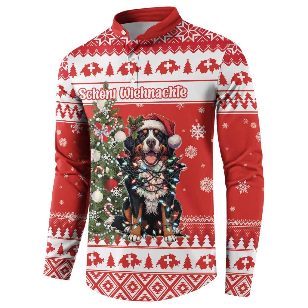 Personalized Merry Swissmas Button Sweatshirt Bernese Mountain Dog Christmas Pattern - Wonder Print Shop