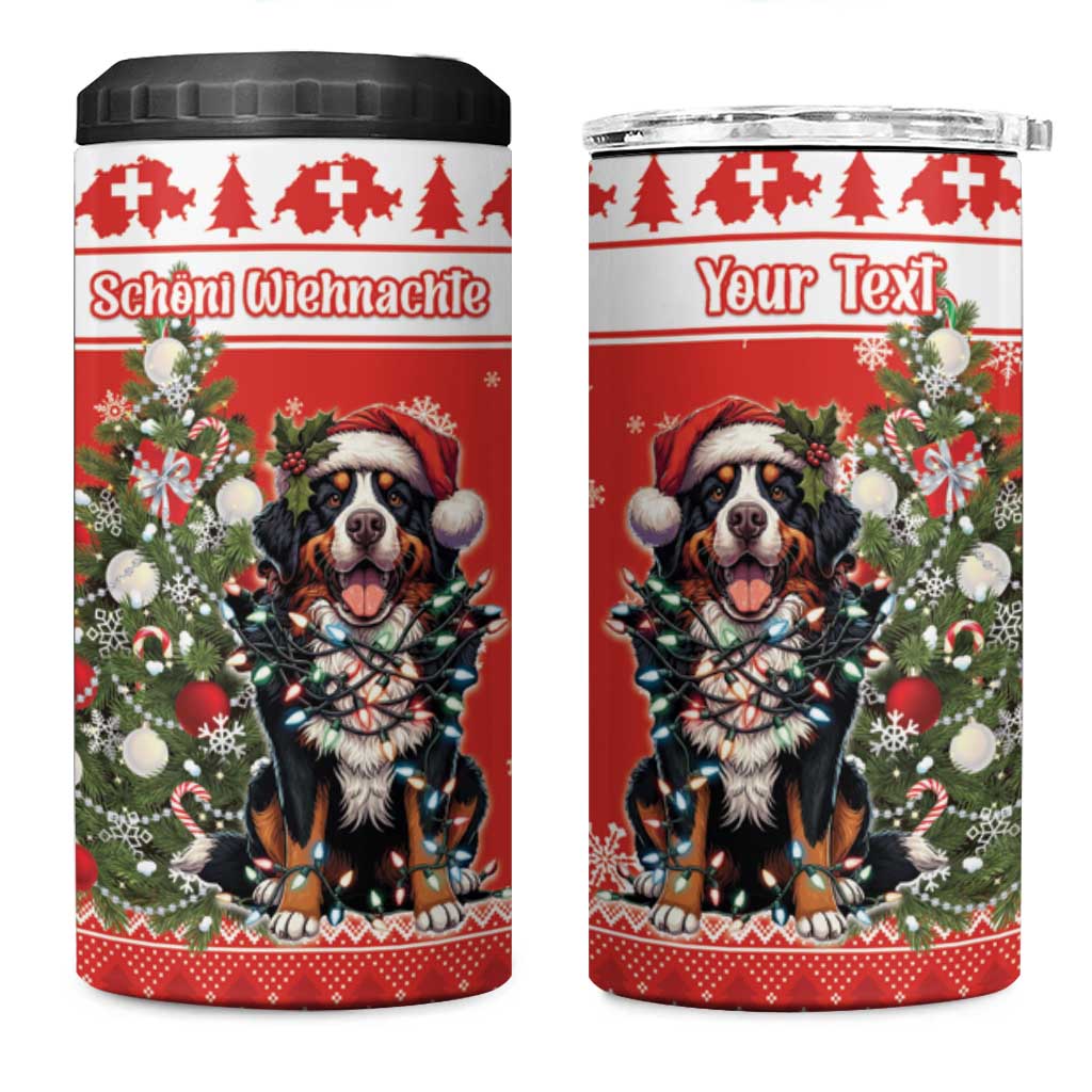 Personalized Merry Swissmas 4 in 1 Can Cooler Tumbler Bernese Mountain Dog Christmas Pattern - Wonder Print Shop