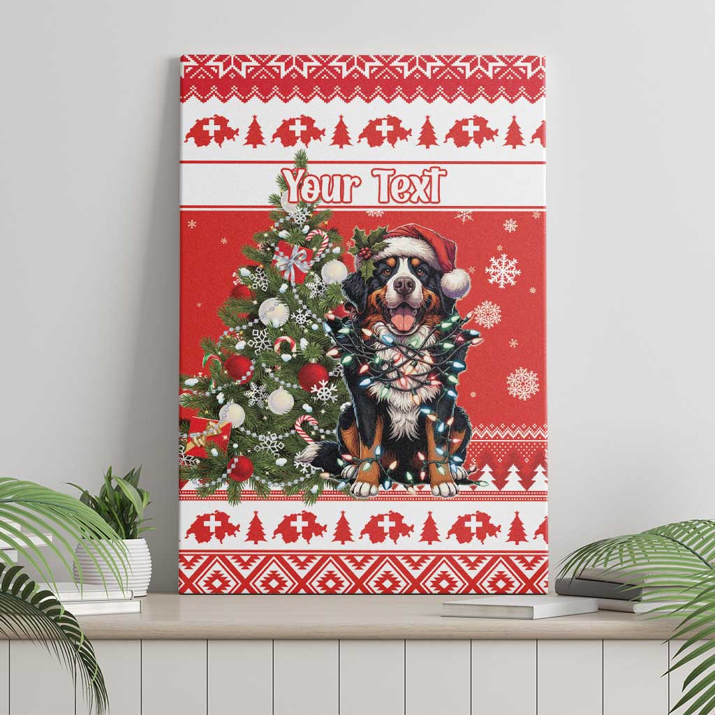 Personalized Merry Swissmas Canvas Wall Art Bernese Mountain Dog Christmas Pattern - Wonder Print Shop