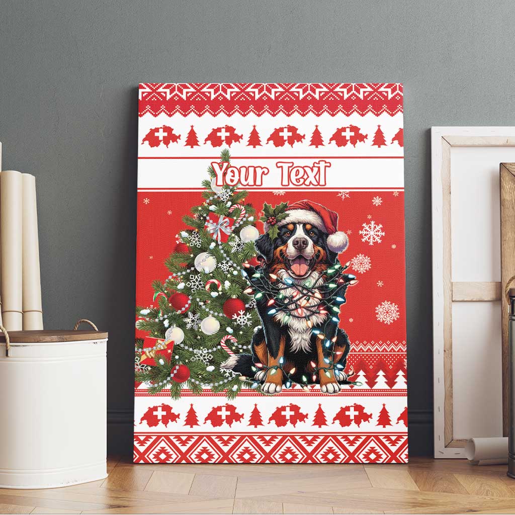 Personalized Merry Swissmas Canvas Wall Art Bernese Mountain Dog Christmas Pattern - Wonder Print Shop