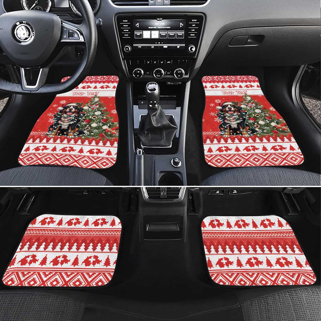 Personalized Merry Swissmas Car Mats Bernese Mountain Dog Christmas Pattern - Wonder Print Shop