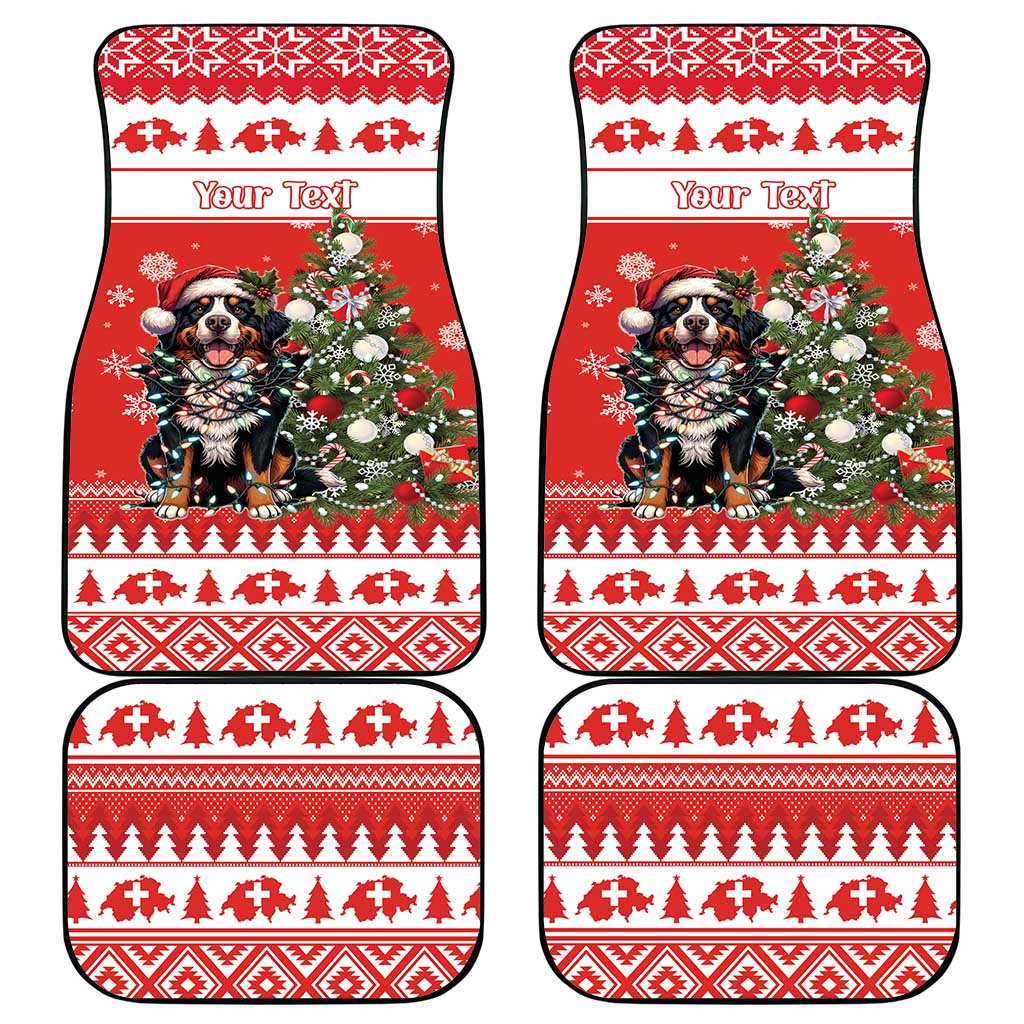 Personalized Merry Swissmas Car Mats Bernese Mountain Dog Christmas Pattern - Wonder Print Shop