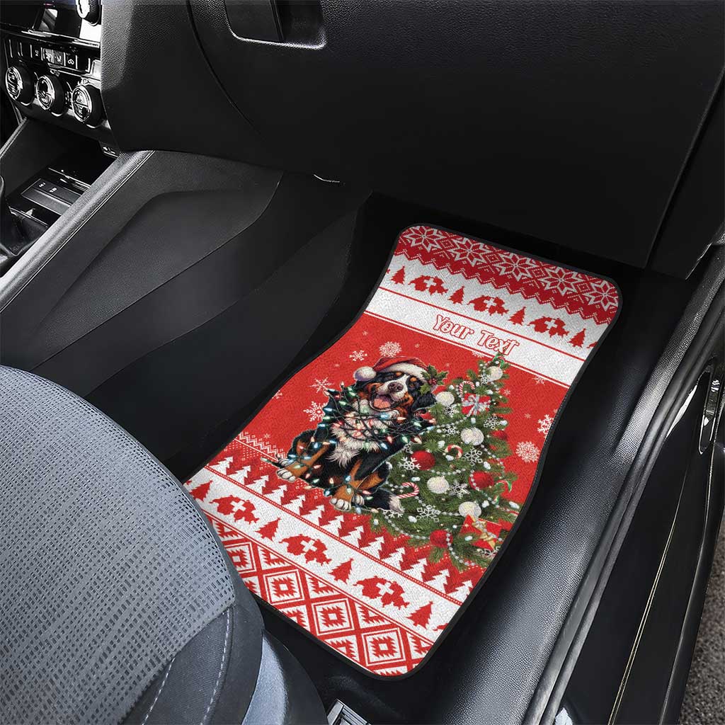 Personalized Merry Swissmas Car Mats Bernese Mountain Dog Christmas Pattern - Wonder Print Shop