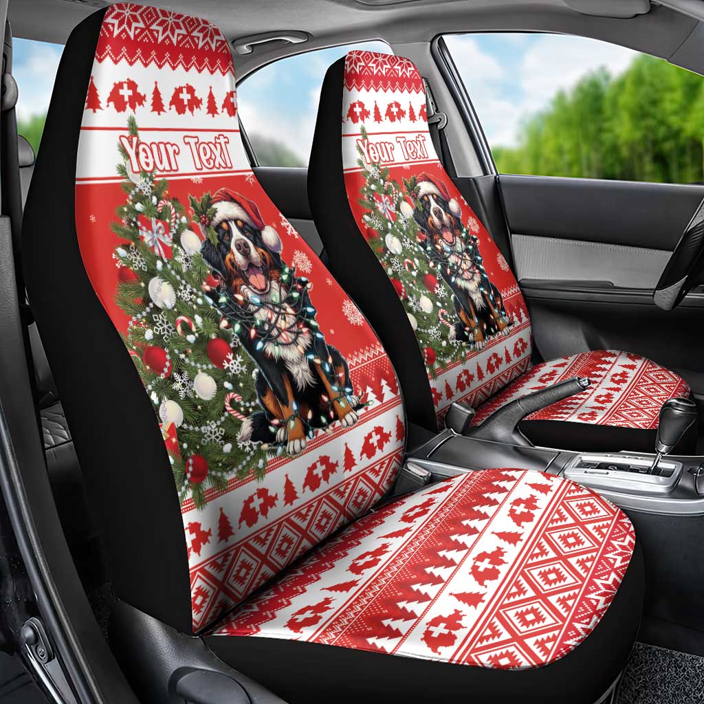 Personalized Merry Swissmas Car Seat Cover Bernese Mountain Dog Christmas Pattern - Wonder Print Shop