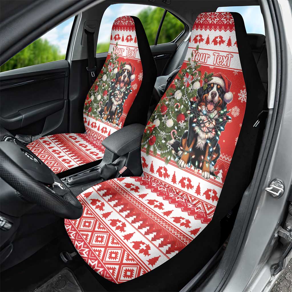 Personalized Merry Swissmas Car Seat Cover Bernese Mountain Dog Christmas Pattern - Wonder Print Shop