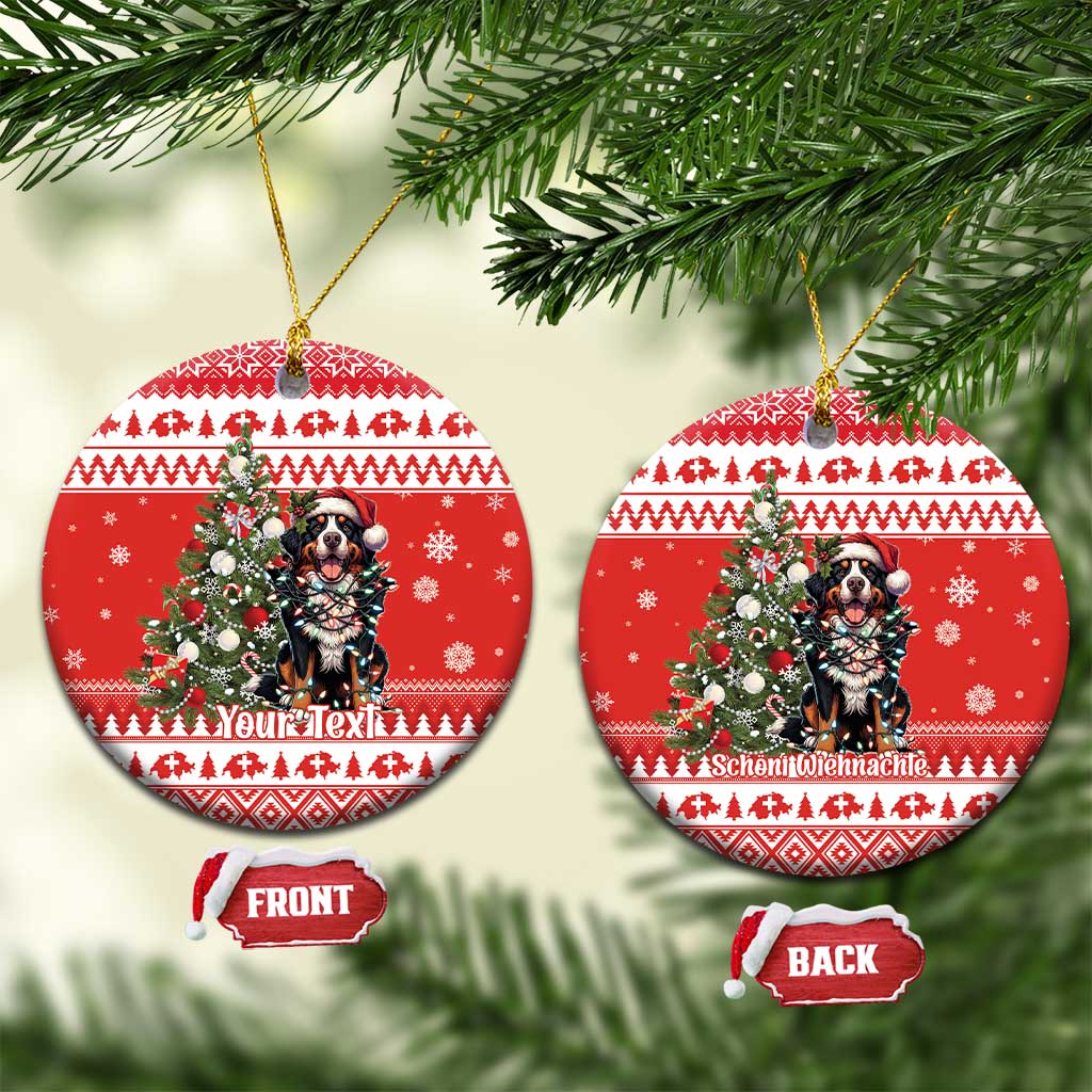 Personalized Merry Swissmas Ceramic Ornament Bernese Mountain Dog Christmas Pattern - Wonder Print Shop