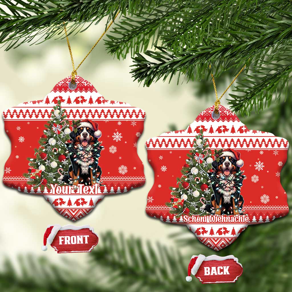 Personalized Merry Swissmas Ceramic Ornament Bernese Mountain Dog Christmas Pattern - Wonder Print Shop
