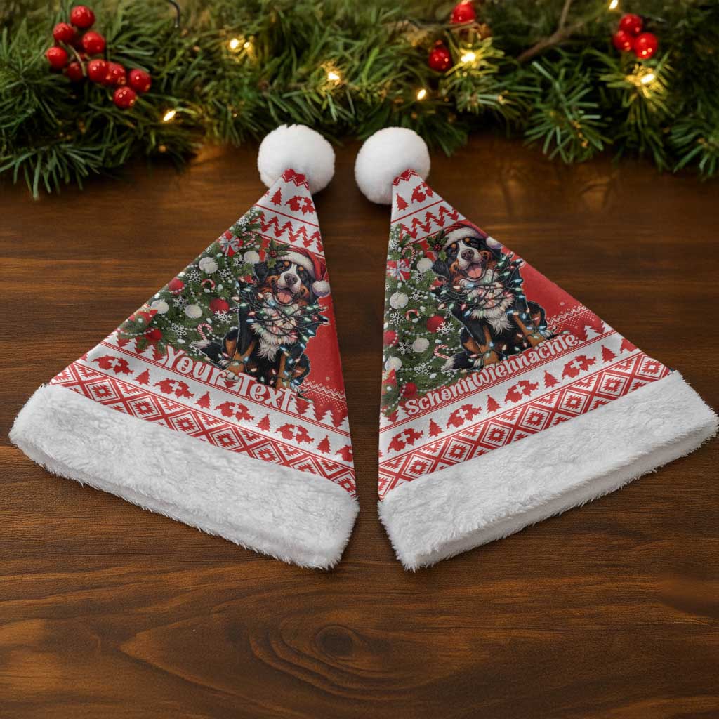Personalized Merry Swissmas Christmas Santa Hat Bernese Mountain Dog Christmas Pattern - Wonder Print Shop