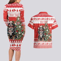 Personalized Merry Swissmas Couples Matching Long Sleeve Bodycon Dress and Hawaiian Shirt Bernese Mountain Dog Christmas Pattern - Wonder Print Shop