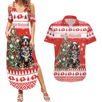 Personalized Merry Swissmas Couples Matching Summer Maxi Dress and Hawaiian Shirt Bernese Mountain Dog Christmas Pattern - Wonder Print Shop
