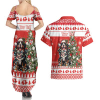 Personalized Merry Swissmas Couples Matching Summer Maxi Dress and Hawaiian Shirt Bernese Mountain Dog Christmas Pattern - Wonder Print Shop