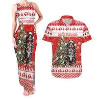 Personalized Merry Swissmas Couples Matching Tank Maxi Dress and Hawaiian Shirt Bernese Mountain Dog Christmas Pattern - Wonder Print Shop