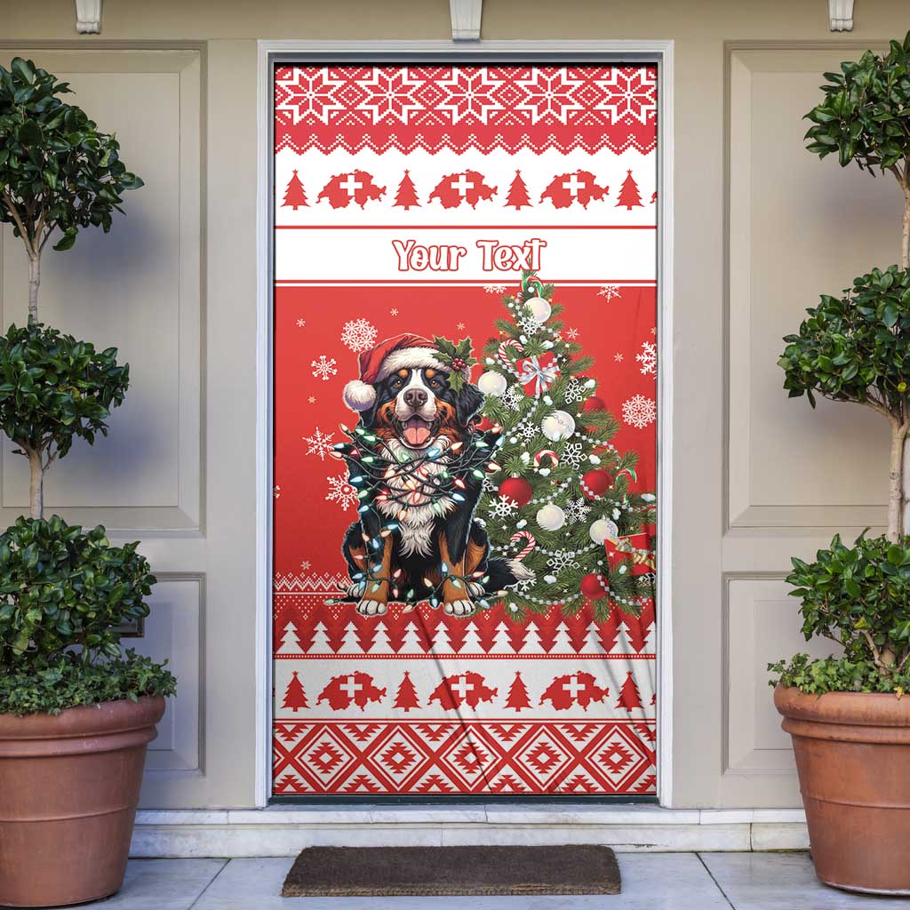 Personalized Merry Swissmas Door Cover Bernese Mountain Dog Christmas Pattern - Wonder Print Shop