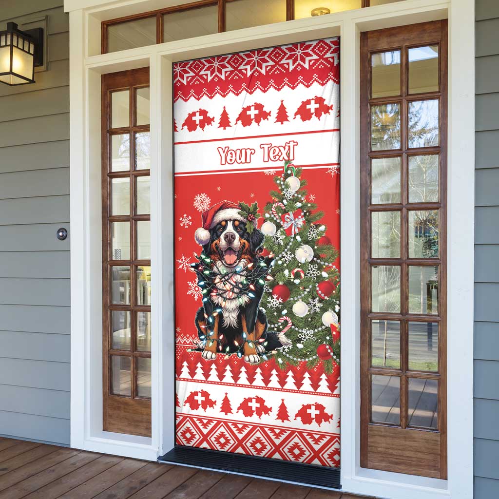 Personalized Merry Swissmas Door Cover Bernese Mountain Dog Christmas Pattern - Wonder Print Shop