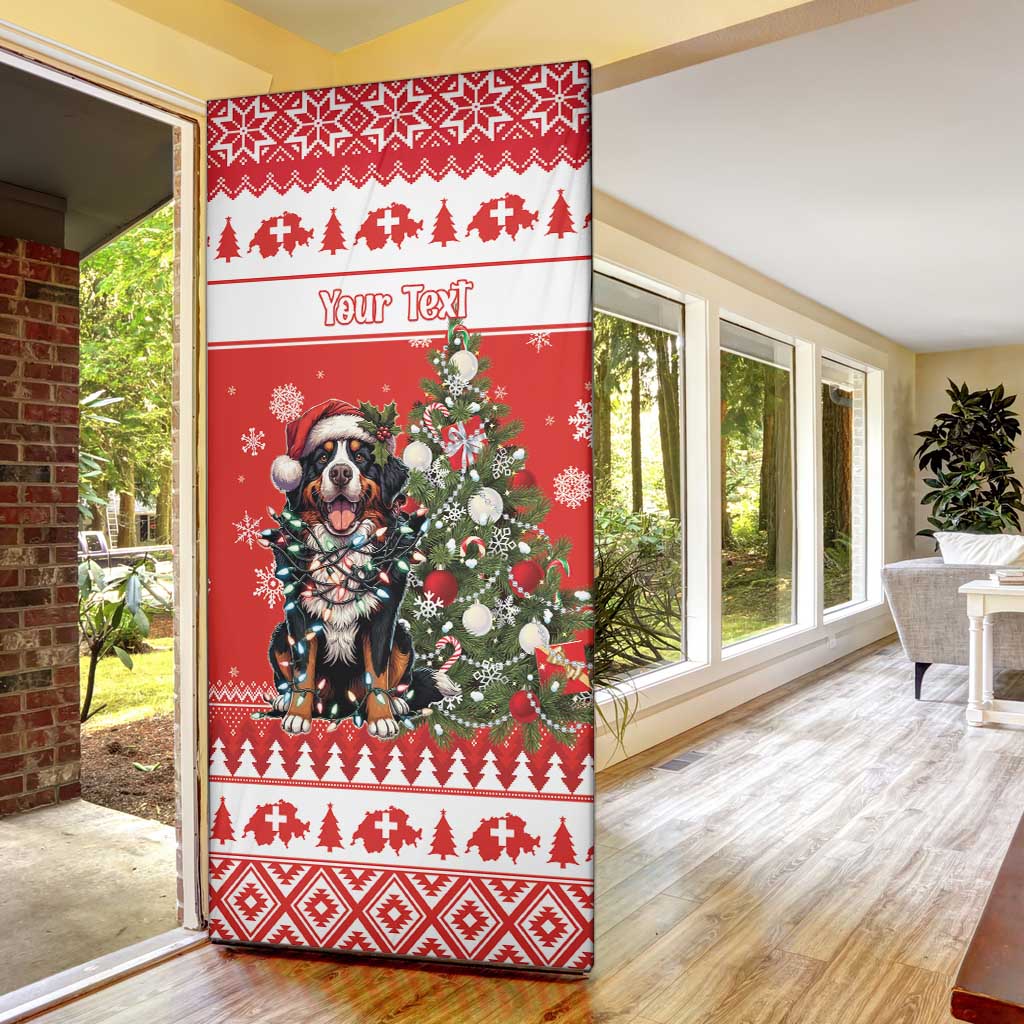 Personalized Merry Swissmas Door Cover Bernese Mountain Dog Christmas Pattern - Wonder Print Shop