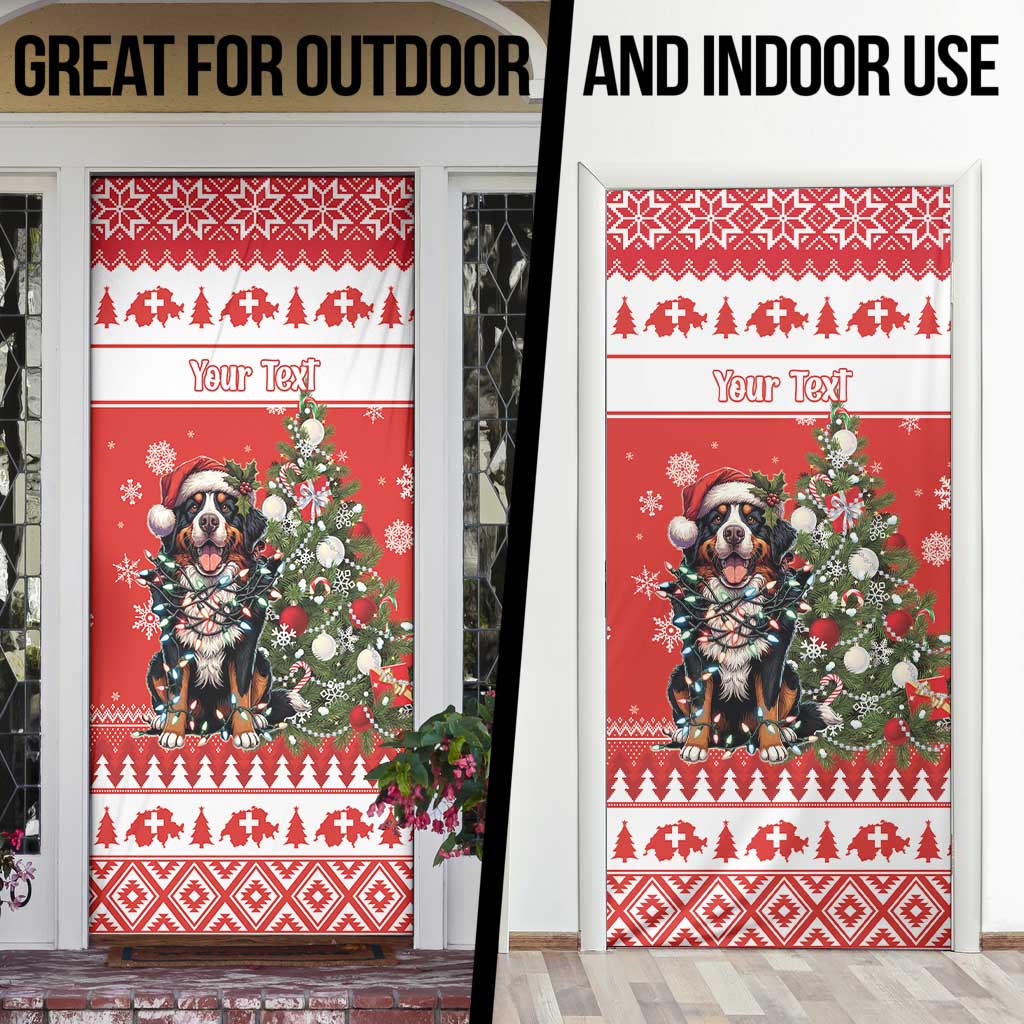 Personalized Merry Swissmas Door Cover Bernese Mountain Dog Christmas Pattern - Wonder Print Shop