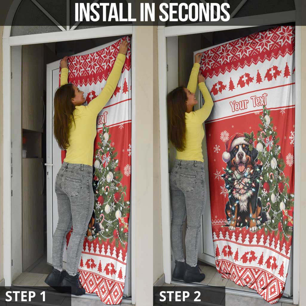 Personalized Merry Swissmas Door Cover Bernese Mountain Dog Christmas Pattern - Wonder Print Shop